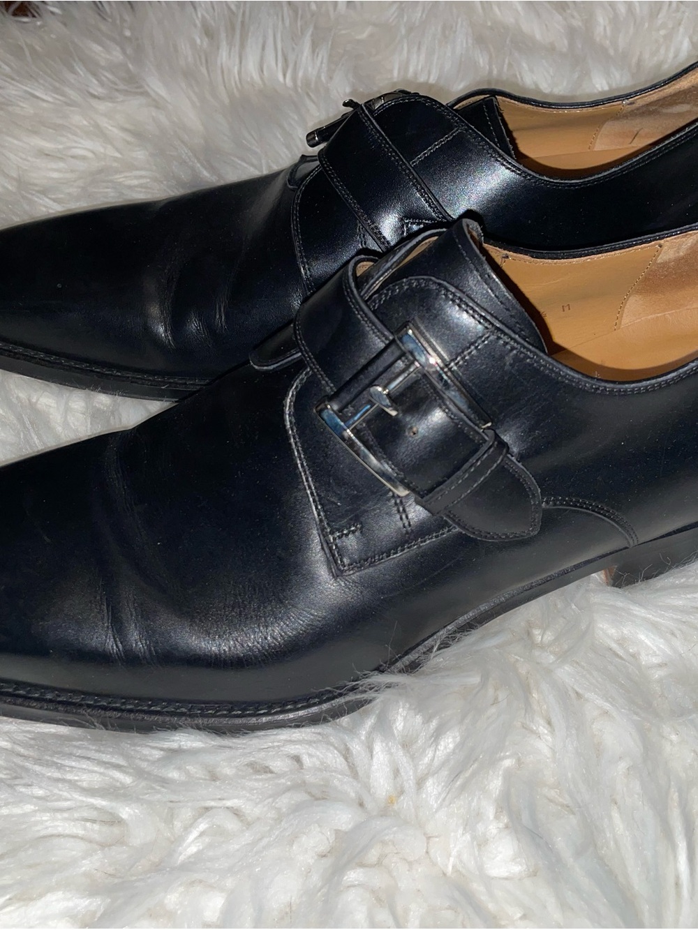 Magnanni Black Leather Single Monk Strap Dress Shoes